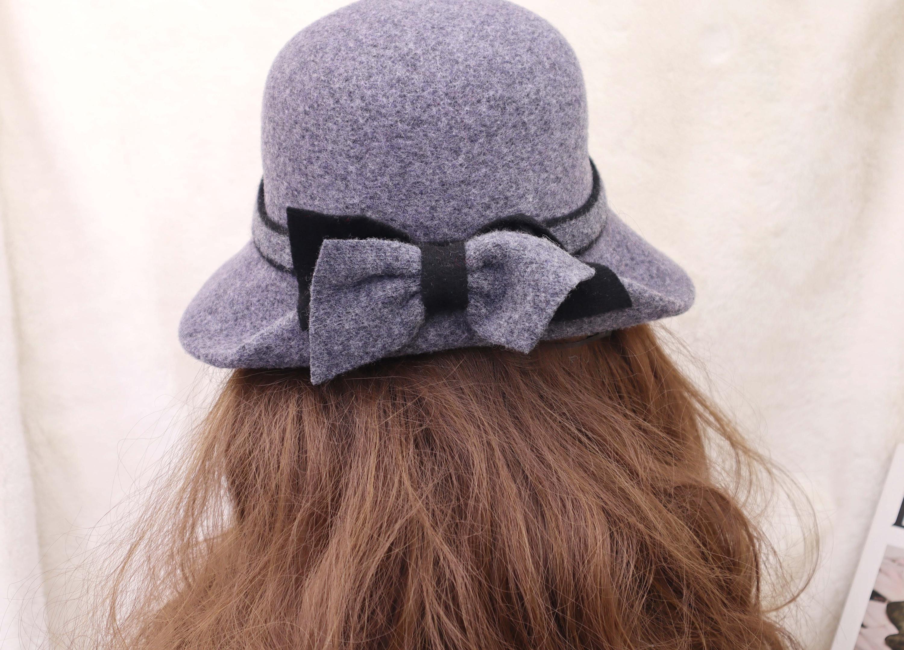 100% Wool Cloche Bucket Hat Vintage Bow Accent Winter  display picture 1