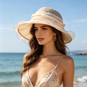 Mulberry Silk Sun Hat, Wide Brim UV Protection, Foldable Beach Hat