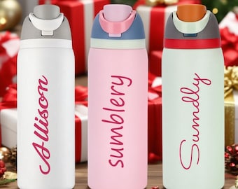 Botella de agua aislada personalizada, de acero inoxidable, con nombre personalizado
