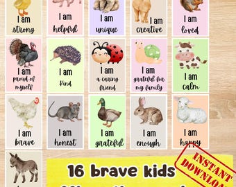 Kids Affirmation Cards Printable | Positive Mindset, Calm (A4 PDF)