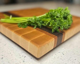 End Grain Cutting Board, Maple, Walnut and Cherry