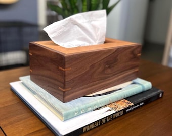 Hardwood Tissue Box Cover, Handcrafted Walnut and Cherry