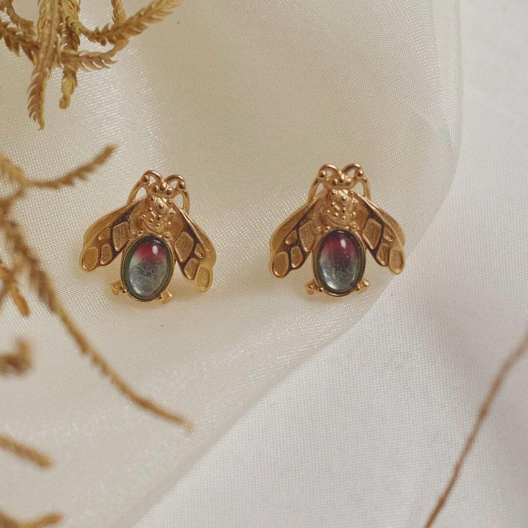 24K Gold Plated Firefly Earrings - Etsy