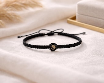 Yin Yang Bead Bracelet | Couple Bracelet, Matching Friendship - Best Friend - Black and White Yin Yan | Mothers Day Gift
