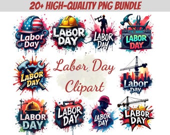 Patriotic Labor Day PNG Bundle: American Flag Clipart (Digital File)