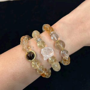 CITRINE Bracelet Stretch Fit Handmade Crystal Gemstone 10mm
