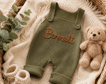 Peto para bebé con nombre, regalo para baby shower, regalo para el primer cumpleaños de niño, pelele bordado personalizado para niño, overol para bebé con nombre personalizado