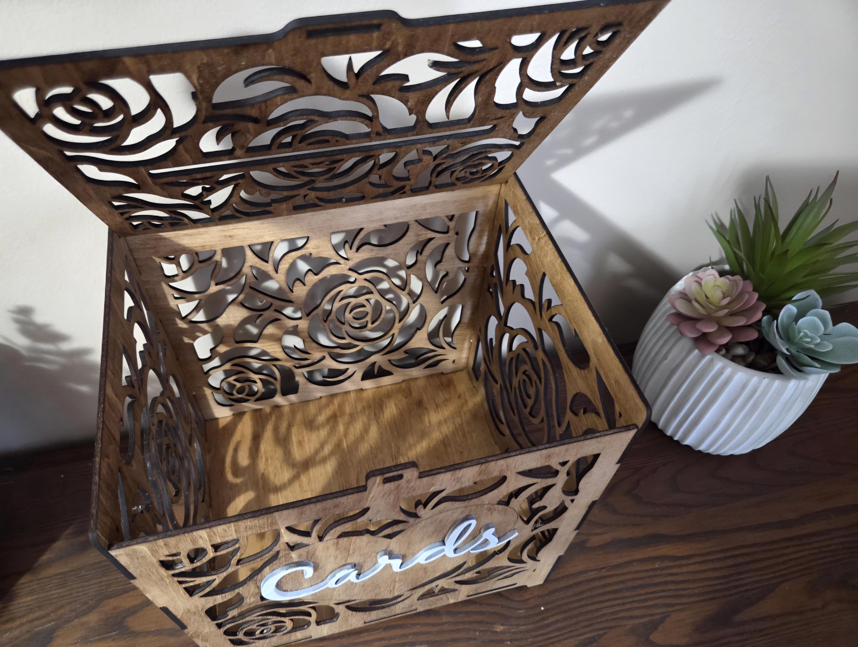 Rustic Wooden Wedding Card Box With Slot | Personalized Reception Decor ...