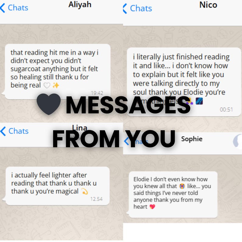 Op de afbeelding: Een screenshot van een chatgesprek met de woorden "MESSAGES FROM YOU" in het midden. De chatbubbels bevatten tekstberichten met uitingen van dankbaarheid en waardering. De achtergrond is lichtgroen.