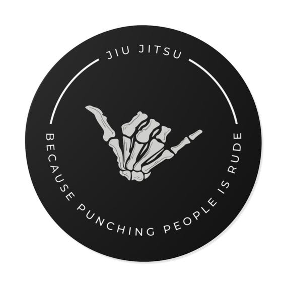 Funny Jiu Jitsu Sticker | Punching People is Rude | BJJ Vinyl Decal for Grapplers | Gifts for BJJ Lovers, Grapplers, Fighters