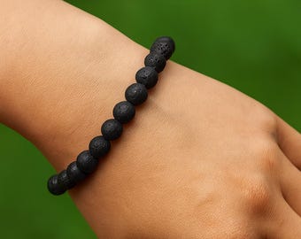 FORUBUS Set Di 2 Braccialetti In Pietra Lavica E Pietre Naturali – Diffusori Per Oli Essenziali, Elastici Per Yoga