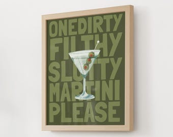 Funny Dirty Martini Print: Retro Bar Cart Art (Digital Download)