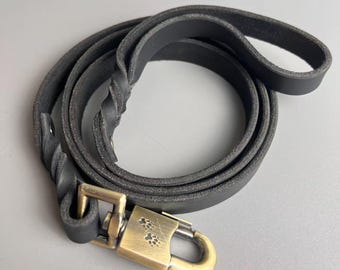 Braided Leather Dog Leash: Heavy Duty Cowhide, Vintage Lock Buckle