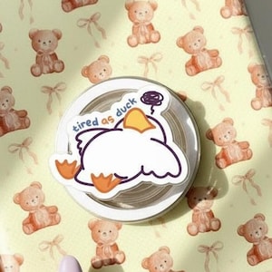 Tired As Duck MagSafe Phone Grip – Funny Kawaii Duck Magnetic Phone Holder, Cute Cartoon Grip for Phones & E-Readers, Ideal Gift for Friends