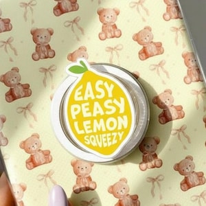 Easy Peasy Lemon Squeezy MagSafe Phone Grip – Pastel Yellow Lemon Magnetic Phone Holder, Kawaii Fruits Phone Stand for Phone & E-Readers