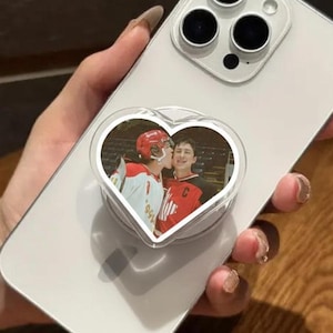 Custom Heart-Shaped Photo Phone Grip, Personalized Phone Holder, Couple Photo Gift, Unique Heart Phone Grip for Lovers