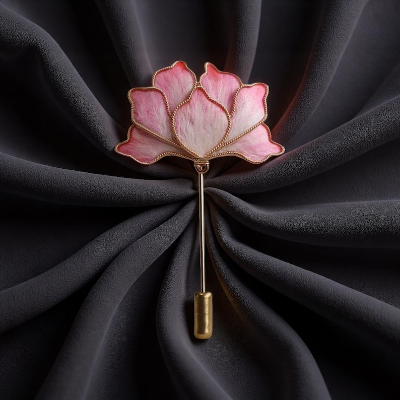 Handmade Silk Flower Lapel Pin & Wedding Boutonniere, Multiple Colors, Unisex for Men Women, Bridal Party Daily Wear Holiday Gift pink gradient