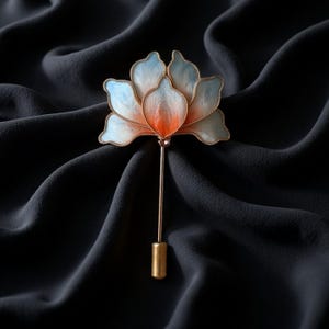 Handmade Silk Flower Lapel Pin & Wedding Boutonniere, Multiple Colors, Unisex for Men Women, Bridal Party Daily Wear Holiday Gift blue gradient