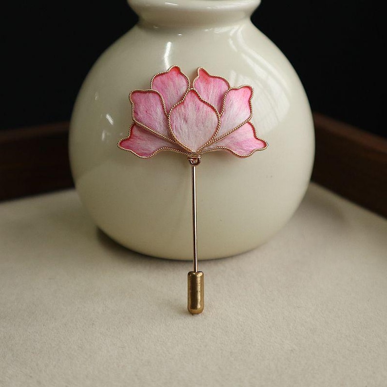 Handmade Silk Flower Lapel Pin & Wedding Boutonniere, Multiple Colors, Unisex for Men Women, Bridal Party Daily Wear Holiday Gift image 14