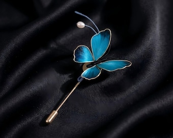 Silk Butterfly Brooch, Wedding Boutonniere, Handcrafted Velvet Pin, Unique Anniversary Gift