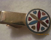 Antique BEAUTIFUL ROBBINS CO. Gold Enamel Pinwheel Tie Clip 5615 Gift 4 Him,Gift 4 Dad,Office or Play Wear