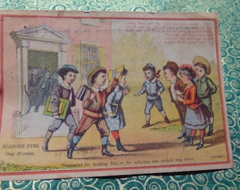 ANTIQUE HUMOROUS 1800's/1900's Diamond Dyes Advertising Comic Label/Card...Used..1059-Paper Ephemera,Collecting Postcard,Scrapbooking