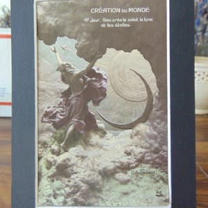 Antique BEAUTIFUL French 1912 Art Nouveau Fourth Day &#39;CREATION Du Monde&#39; Postcards...Unused...41F Paper Ephemera,Collecting Postcard