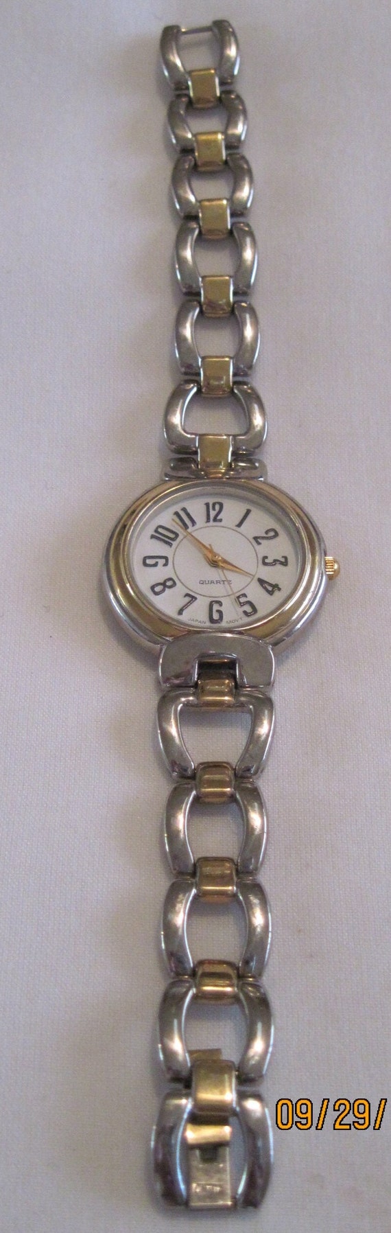 Vintage Silver & Gold Link Watch w/ Round Face ...