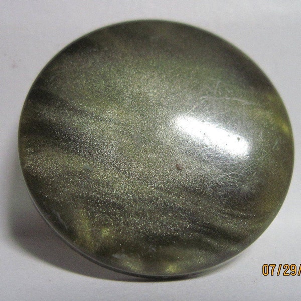 ANTIQUE GORGEOUS 1920's/30's 2 Toned Green Moonglow Low Dome Bakelite Button w/ Loop.....#324b