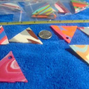 Handmade Clay Triangle Pendants Assorted Colors for Necklaces, Chokers or Earrings..UNFINISHED (no clear coat)..2&quot; ea side...Jewelry Making