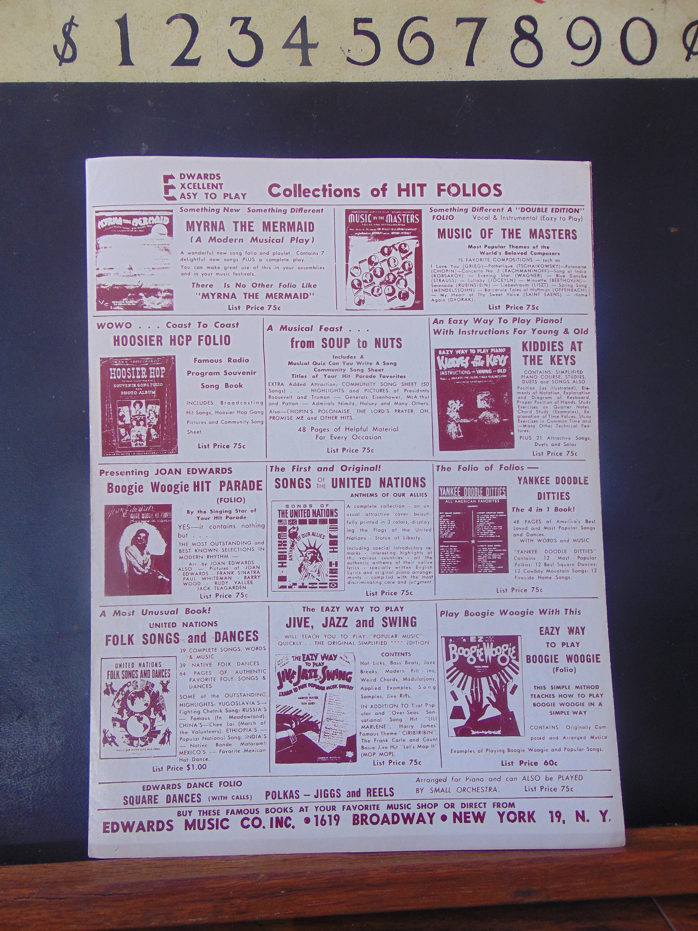 Vintage BEAUTIFUL Graphics 1951 Beautiful Brown Eyes Piano & Words 
