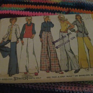 Vintage SIMPLICITY Pattern #5589.......Misses Shirt/Jacket,Pull Over Top,Hip Hugger Wide Pants,Bell Bottoms  ...1973 ...#125...