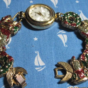 Vintage Jennie B Christmas Charm Bracelet Watch Jennie B Watch Women Christmas Slide Charm Bracelet Untested  main image 4