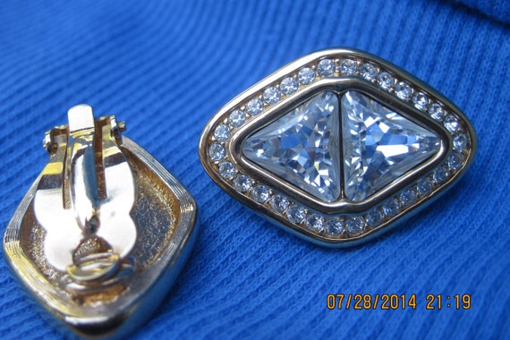 Vintage STUNNING SWARVOSKI Gold & Crystal Diamond… - image 2