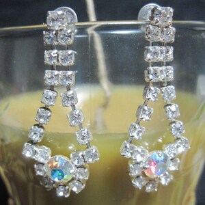 Vintage Elegant ROMANTIC Silver,Crystal & Pink Aurora Borelias Flower Dangle Stud Earrings......9478...High End Jewelry,Top Quality,Holidays