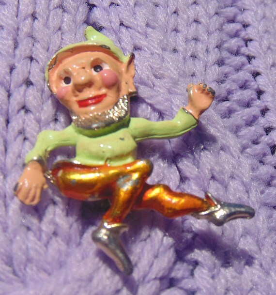 Vintage CUTIE PIE Enamel Leprechaun Pin ...#3189.… - image 2