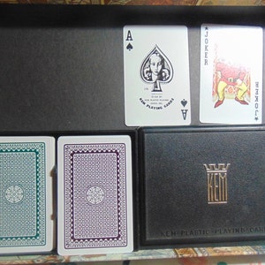 Vintage 1935cr KEM Double Deck Green & Brown &#39;Wallpaper&quot; Playing Cards in Box!.....Vintage Playing Cards,Scrapbooking,Card Making