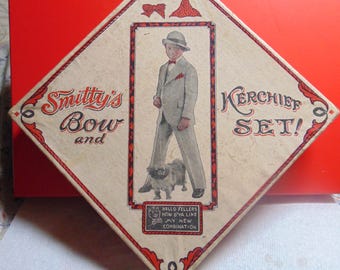 Antique/Vintage SPIFFY Store Display Advertising Box 'SMITTY'S Bow & Kerchief Set' Box EMPTY...Vintage Store Display,Vintage Advertising