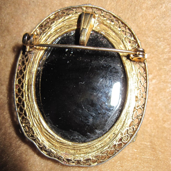 Antique STUNNING Gold Fancy Black Cameo Pendant/B… - image 2