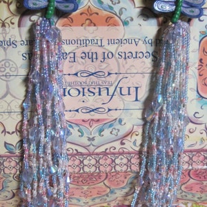 BEAUTIFUL Handmade Pastel Purple & Lavender BUTTON BUTTERFLY and Fringe Dangle Pierced Earrings ...17276H.....OoAK....Original Design....