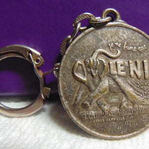 Vintage BEAUTIFUL 50's French Brass Advertising LENIL Cigarette Papiers Key Ring..#12..French Collectible,Unique Gift,Vintage French Stuff