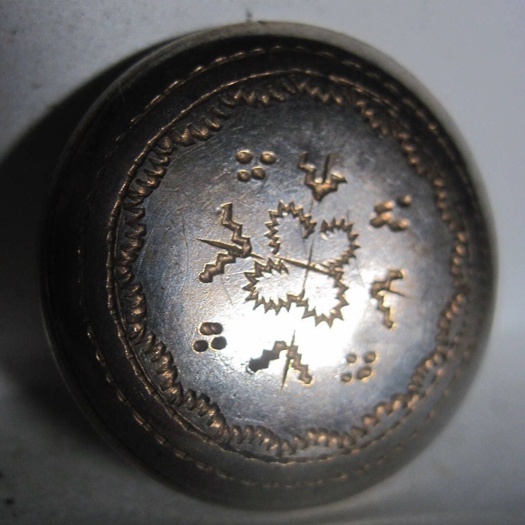 ANTIQUE LOVELY Early 1800's Silver- Gilt Button W/ Wonderfully Engraved ...