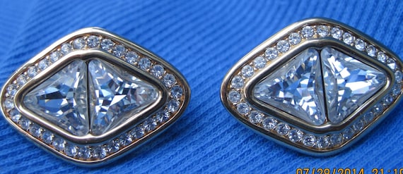 Vintage STUNNING SWARVOSKI Gold & Crystal Diamond… - image 1