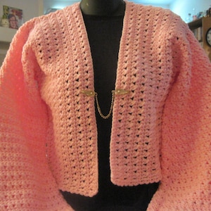 HandMade Hand Crocheted Sweater...Pink Carnation...Red Heart Yarn...
