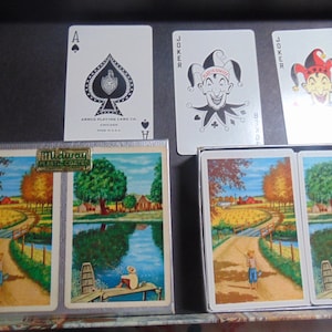 Vintage 70&#39;s ARRCO Double Deck Midway-Country Living Playing Cards in Box.....Vintage Playing Cards,Scrapbooking,Card Making