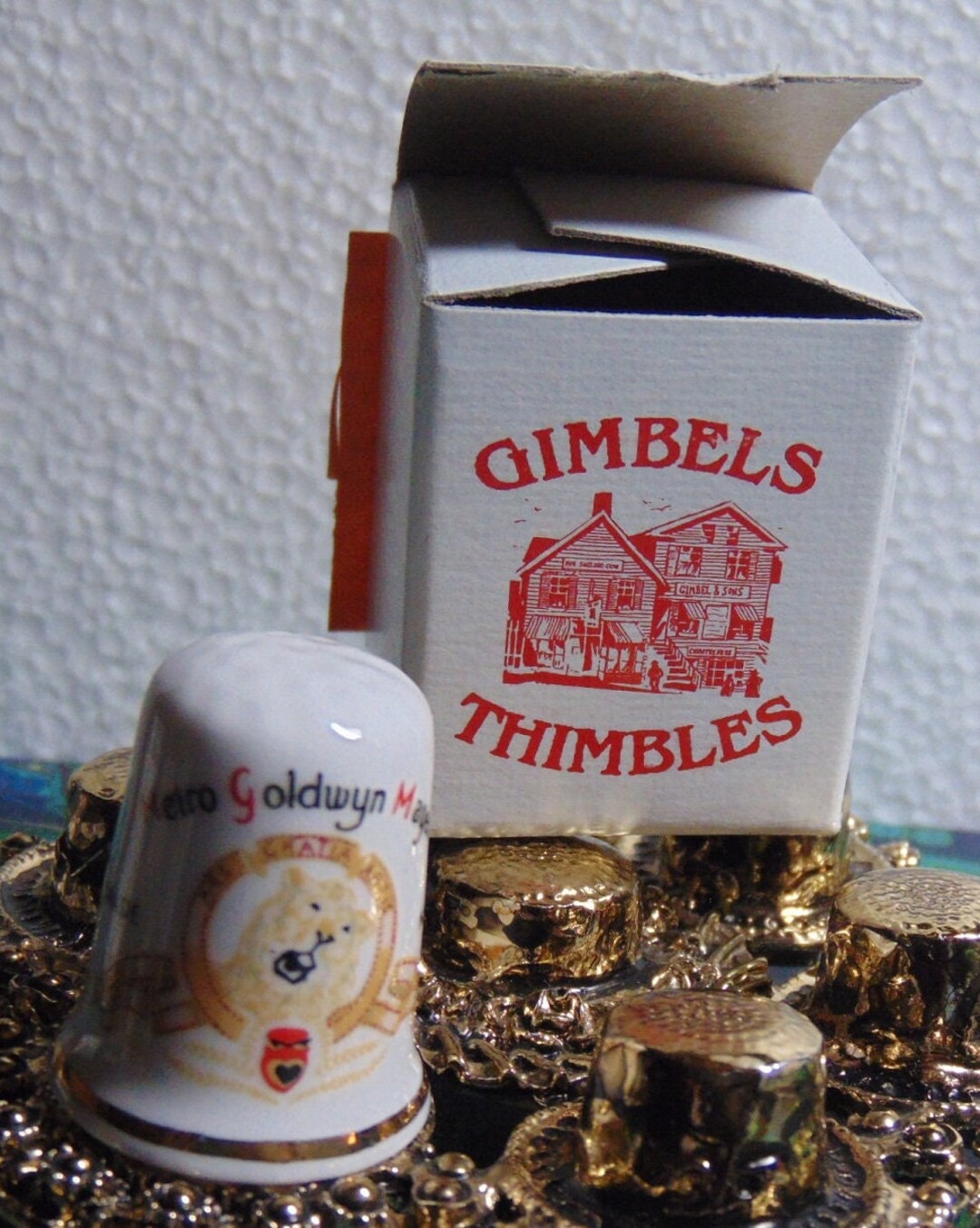 VINTAGE Wonderful 80's Gimbels & Son's Bone China MGM Thimble...8