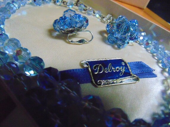 VINTAGE GORGEOUS DELROY Sapphire Blue Austrian Cr… - image 4