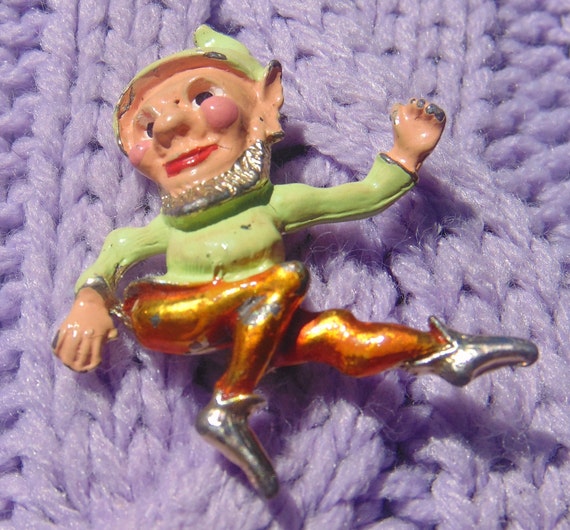 Vintage CUTIE PIE Enamel Leprechaun Pin ...#3189.… - image 1