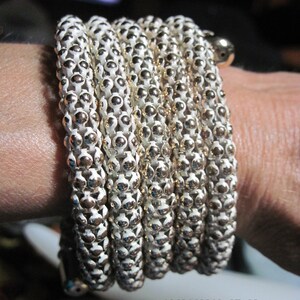 Vintage BEAUTIFUL 70&#39;s Gold & White Enamel Round Hollow Metal WRAP Bracelet...#9518...High End Jewelry,Cos Play or Theater,Dancing or Stage