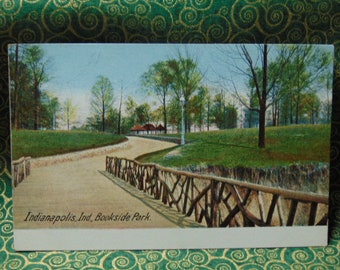 ANTIQUE BEAUTIFUL 1900's Brookside Park Indianapolis IN State Postcard,Unused..#634 Paper Ephemera,Collecting Postcards,Scrapbooking